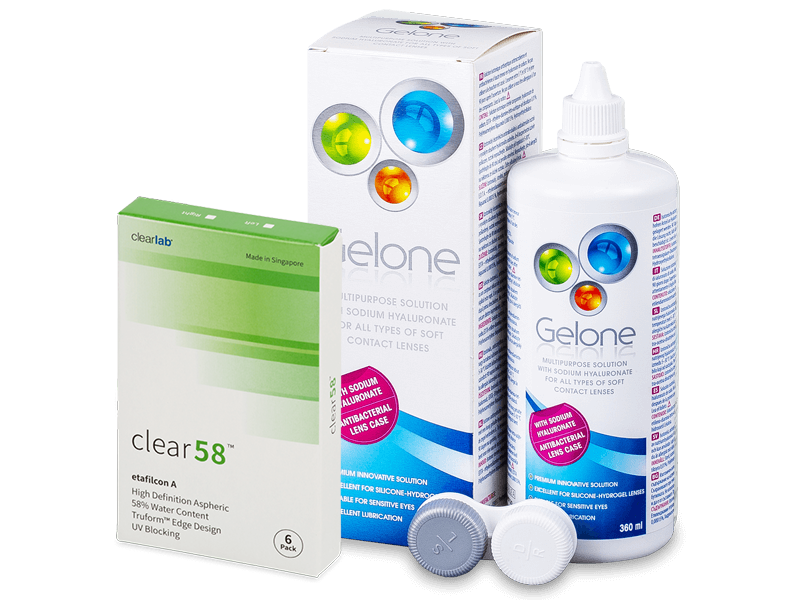 Clear 58 (6 kom leća) + Gelone 360 ml - Ponuda paketa