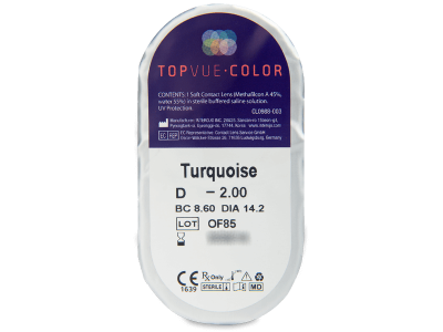 TopVue Color - Turquoise - dioptrijske (2 kom leća) - Pregled blister pakiranja 