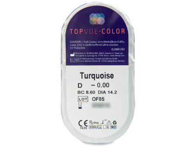 TopVue Color - Turquoise - nedioptrijske (2 kom leća) - Pregled blister pakiranja 