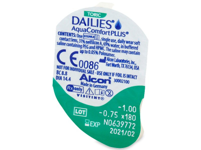 Dailies AquaComfort Plus Toric (30 kom leća) - Pregled blister pakiranja 