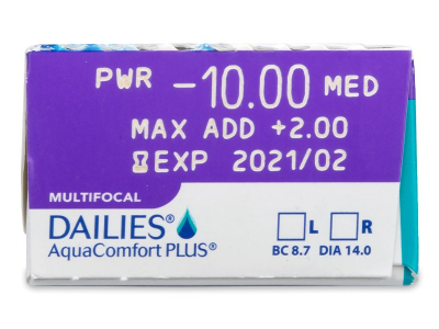 Dailies AquaComfort Plus Multifocal (30 kom leća) - Pregled parametara leća