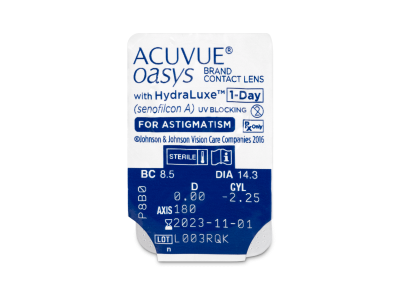 Acuvue Oasys 1-Day with HydraLuxe for Astigmatism (30 leća) - Pregled blister pakiranja 