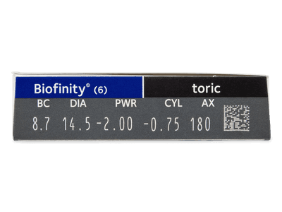 Biofinity Toric (6 kom leća) - Pregled parametara leća