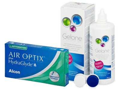 Air Optix plus HydraGlyde for Astigmatism (3 kom leća) + otopina Gelone 360 ml