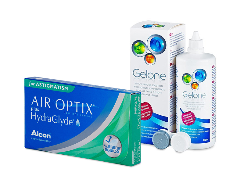 Air Optix plus HydraGlyde for Astigmatism (3 kom leća) + Gelone 360 ml