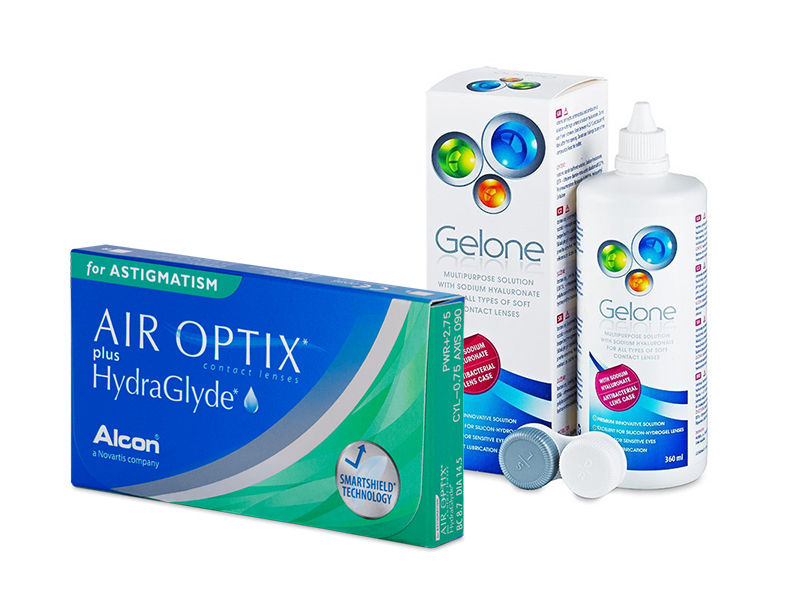 Air Optix plus HydraGlyde for Astigmatism (6 kom leća) + Gelone 360 ml