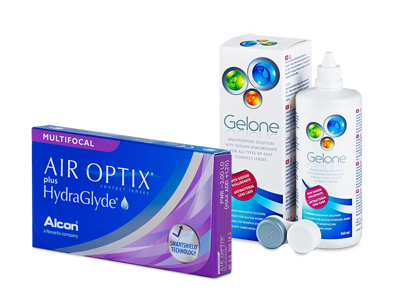 Air Optix plus HydraGlyde Multifocal (6 kom leća) + Gelone 360 ml