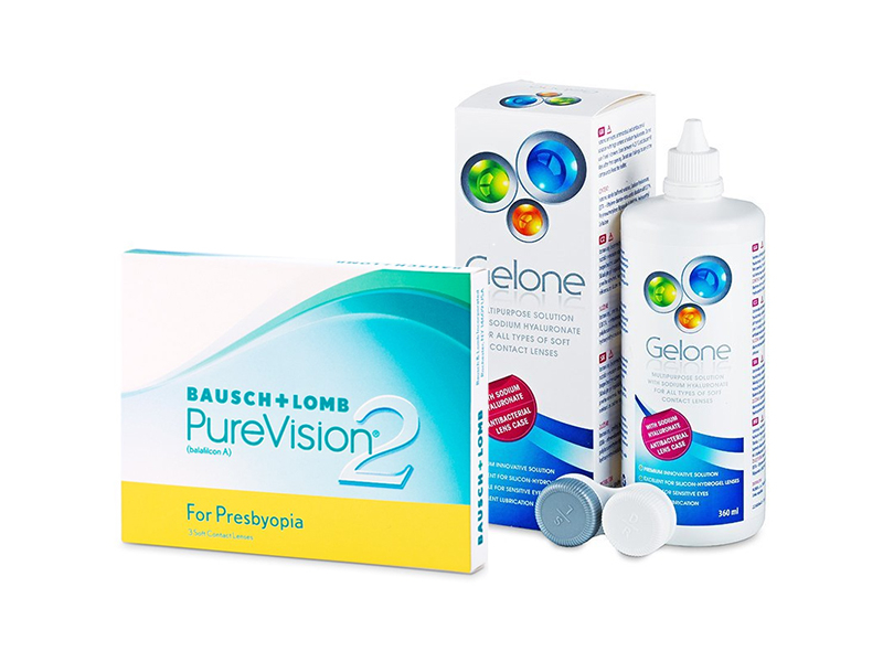 PureVision 2 for Presbyopia (3 kom leća) + Gelone 360 ml