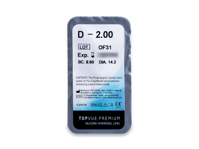 TopVue Premium (6 kom leća) - Pregled blister pakiranja 