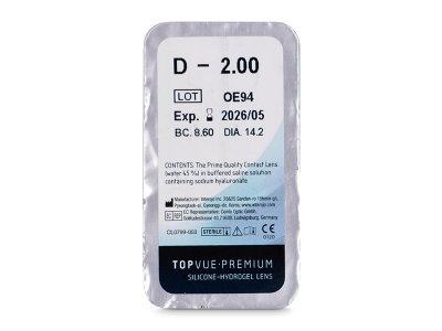 TopVue Premium (1 kom leća) - Pregled blister pakiranja 