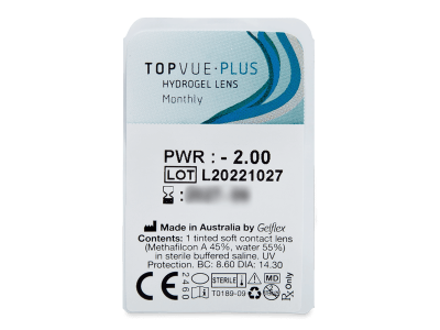 TopVue Plus (6 kom leća) - Pregled blister pakiranja 
