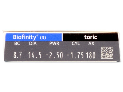 Biofinity Toric (3 kom leća) - Pregled parametara leća