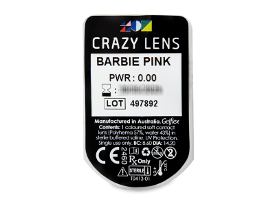 CRAZY LENS - Barbie Pink - jednodnevne leće bez dioptrije (2 kom leća) - Pregled blister pakiranja 