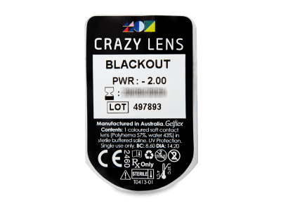 CRAZY LENS - Black Out - jednodnevne leće dioptrijske (2 kom leća) - Pregled blister pakiranja 