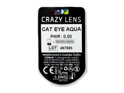 CRAZY LENS - Cat Eye Aqua - jednodnevne leće bez dioptrije (2 kom leća) - Pregled blister pakiranja 