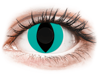 CRAZY LENS - Cat Eye Aqua - jednodnevne leće bez dioptrije (2 kom leća) - Kontaktne leće u boji
