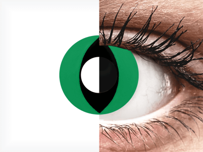 CRAZY LENS - Cat Eye Green - jednodnevne leće bez dioptrije (2 kom leća)