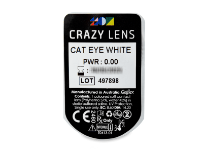 CRAZY LENS - Cat Eye White - jednodnevne leće bez dioptrije (2 kom leća) - Pregled blister pakiranja 