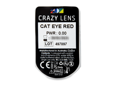 CRAZY LENS - Cat Eye Red - jednodnevne leće bez dioptrije (2 kom leća) - Pregled blister pakiranja 