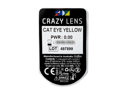 CRAZY LENS - Cat Eye Yellow - jednodnevne leće bez dioptrije (2 kom leća) - Pregled blister pakiranja 
