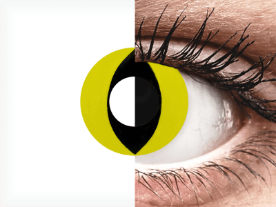 CRAZY LENS - Cat Eye Yellow - jednodnevne leće bez dioptrije (2 kom leća)