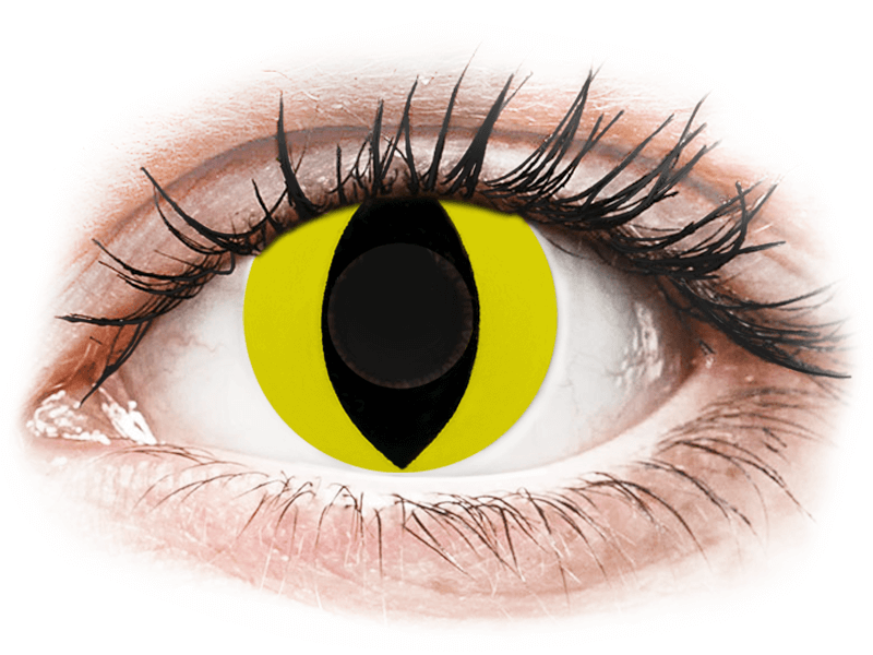 CRAZY LENS - Cat Eye Yellow - jednodnevne leće bez dioptrije (2 kom leća) - Kontaktne leće u boji