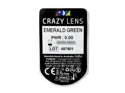 CRAZY LENS - Emerald Green - jednodnevne leće bez dioptrije (2 kom leća) - Pregled blister pakiranja 