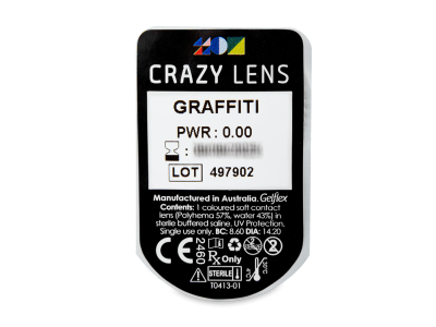 CRAZY LENS - Graffiti - jednodnevne leće bez dioptrije (2 kom leća) - Pregled blister pakiranja 