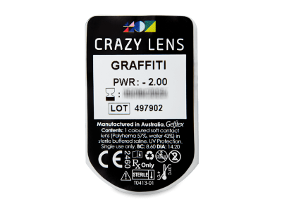 CRAZY LENS - Graffiti - jednodnevne leće dioptrijske (2 kom leća) - Pregled blister pakiranja 