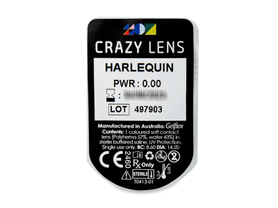 CRAZY LENS - Harlequin - jednodnevne leće bez dioptrije (2 kom leća) - Pregled blister pakiranja 