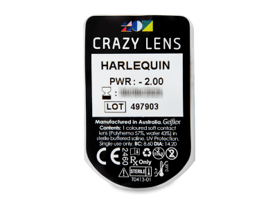 CRAZY LENS - Harlequin - jednodnevne leće dioptrijske (2 kom leća) - Pregled blister pakiranja 