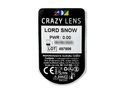 CRAZY LENS - Lord Snow - jednodnevne leće bez dioptrije (2 kom leća) - Pregled blister pakiranja 