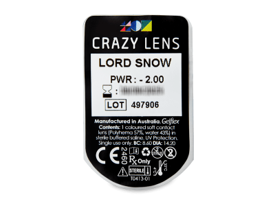 CRAZY LENS - Lord Snow - jednodnevne leće dioptrijske (2 kom leća) - Pregled blister pakiranja 