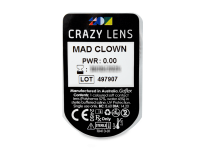 CRAZY LENS - Mad Clown - jednodnevne leće bez dioptrije (2 kom leća) - Pregled blister pakiranja 