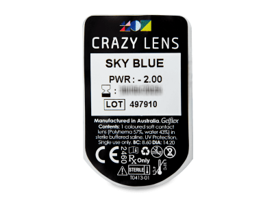 CRAZY LENS - Sky Blue - jednodnevne leće dioptrijske (2 kom leća) - Pregled blister pakiranja 