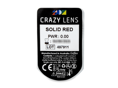 CRAZY LENS - Solid Red - jednodnevne leće bez dioptrije (2 kom leća) - Pregled blister pakiranja 