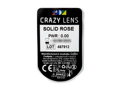 CRAZY LENS - Solid Rose - jednodnevne leće bez dioptrije (2 kom leća) - Pregled blister pakiranja 