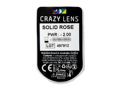 CRAZY LENS - Solid Rose - jednodnevne leće dioptrijske (2 kom leća) - Pregled blister pakiranja 