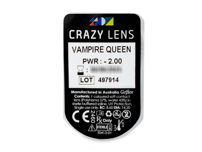 CRAZY LENS - Vampire Queen - jednodnevne leće dioptrijske (2 kom leća) - Pregled blister pakiranja 