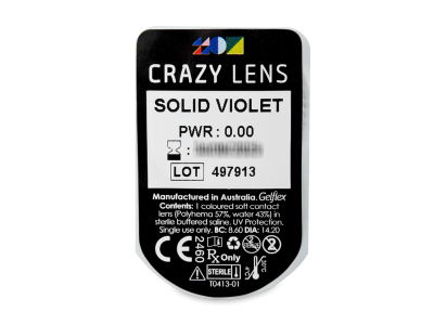 CRAZY LENS - Solid Violet - jednodnevne leće bez dioptrije (2 kom leća) - Pregled blister pakiranja 