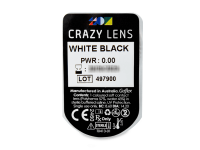 CRAZY LENS - White Black - jednodnevne leće bez dioptrije (2 kom leća) - Pregled blister pakiranja 