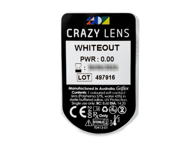 CRAZY LENS - WhiteOut - jednodnevne leće bez dioptrije (2 kom leća) - Pregled blister pakiranja 