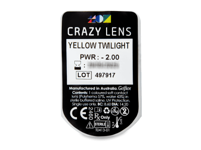 CRAZY LENS - Yellow Twilight - jednodnevne leće dioptrijske (2 kom leća) - Pregled blister pakiranja 