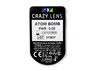 CRAZY LENS - Atom Bomb - jednodnevne leće bez dioptrije (2 kom leća) - Pregled blister pakiranja 