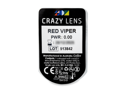 CRAZY LENS - Red Viper - jednodnevne leće bez dioptrije (2 kom leća) - Pregled blister pakiranja 