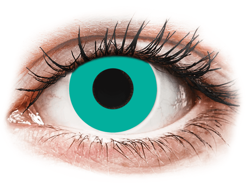 CRAZY LENS - Solid Turquoise - jednodnevne leće bez dioptrije (2 kom leća) - Kontaktne leće u boji
