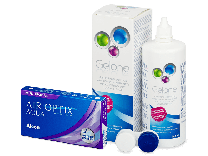 Air Optix Aqua Multifocal (3 kom leća) + otopina Gelone 360 ml - Ponuda paketa