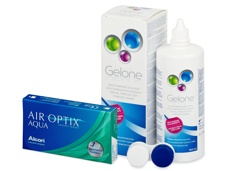 Air Optix Aqua (3 kom leća) + otopina Gelone 360 ml - Ponuda paketa