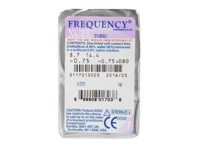 FREQUENCY XCEL TORIC (3 kom leća) - Pregled blister pakiranja 