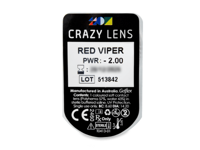 CRAZY LENS - Red Viper - jednodnevne leće dioptrijske (2 kom leća) - Pregled blister pakiranja 
